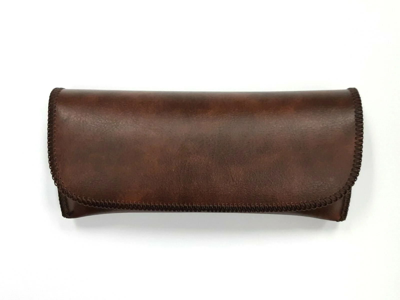 Semi Hard Eyeglass Case Protective PVC Leather Style Holder- Hook & Loop Closure