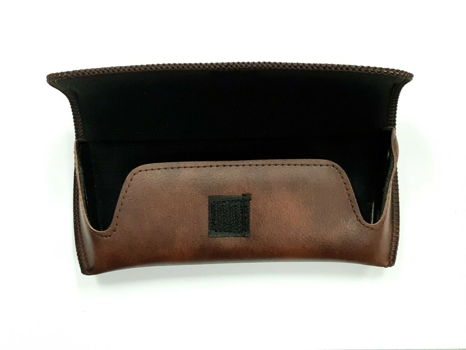 Semi Hard Eyeglass Case Protective PVC Leather Style Holder- Hook & Loop Closure 3